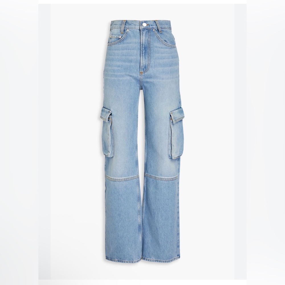 SANDRO Ultra High Rise Cargo Jeans Light Wash Tall Girl Wide Leg Size 34 / XS
